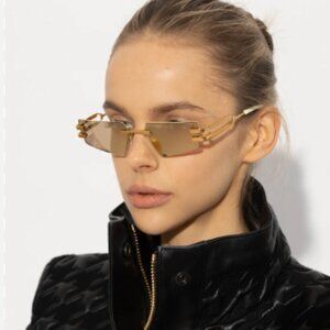 NWT BALMAIN SUNGLASSES WOMEN GOLD GEOMETRIC EYEWEAR BALMAIN NEW